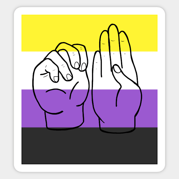 Sign language for Non-binary Sticker by Witchvibes